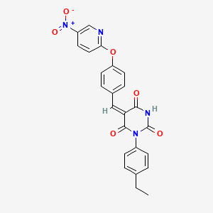molecular formula C24H18N4O6 B3920261 1-(4-ethylphenyl)-5-{4-[(5-nitro-2-pyridinyl)oxy]benzylidene}-2,4,6(1H,3H,5H)-pyrimidinetrione 