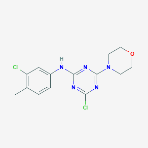 molecular formula C14H15Cl2N5O B392028 4-chloro-N-(3-chloro-4-methylphenyl)-6-(4-morpholinyl)-1,3,5-triazin-2-amine 