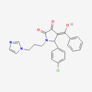 molecular formula C23H20ClN3O3 B3920287 4-benzoyl-5-(4-chlorophenyl)-3-hydroxy-1-[3-(1H-imidazol-1-yl)propyl]-1,5-dihydro-2H-pyrrol-2-one 