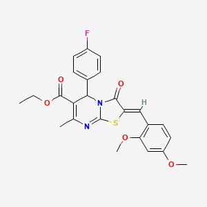 molecular formula C25H23FN2O5S B3920291 ethyl 2-(2,4-dimethoxybenzylidene)-5-(4-fluorophenyl)-7-methyl-3-oxo-2,3-dihydro-5H-[1,3]thiazolo[3,2-a]pyrimidine-6-carboxylate 