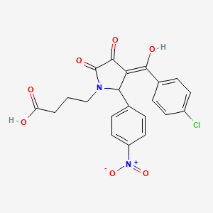 molecular formula C21H17ClN2O7 B3920305 4-[3-(4-chlorobenzoyl)-4-hydroxy-2-(4-nitrophenyl)-5-oxo-2,5-dihydro-1H-pyrrol-1-yl]butanoic acid 