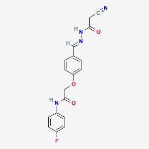 2-{4-[2-(cyanoacetyl)carbonohydrazonoyl]phenoxy}-N-(4-fluorophenyl)acetamide