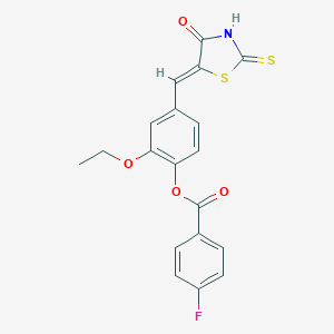 2-Ethoxy-4-[(4-oxo-2-thioxo-1,3-thiazolidin-5-ylidene)methyl]phenyl 4-fluorobenzoate