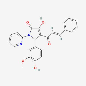 molecular formula C25H20N2O5 B3920332 4-cinnamoyl-3-hydroxy-5-(4-hydroxy-3-methoxyphenyl)-1-(2-pyridinyl)-1,5-dihydro-2H-pyrrol-2-one 