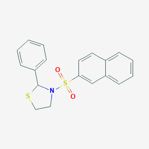 molecular formula C19H17NO2S2 B392034 3-(Naphthalene-2-sulfonyl)-2-phenyl-thiazolidine 