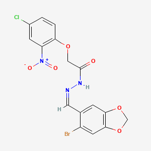 molecular formula C16H11BrClN3O6 B3920378 N'-[(6-bromo-1,3-benzodioxol-5-yl)methylene]-2-(4-chloro-2-nitrophenoxy)acetohydrazide 