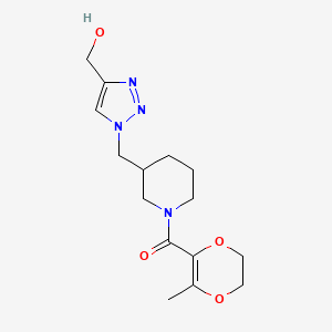molecular formula C15H22N4O4 B3920408 [1-({1-[(3-methyl-5,6-dihydro-1,4-dioxin-2-yl)carbonyl]-3-piperidinyl}methyl)-1H-1,2,3-triazol-4-yl]methanol 