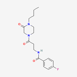 molecular formula C18H24FN3O3 B3920435 N-[3-(4-butyl-3-oxopiperazin-1-yl)-3-oxopropyl]-4-fluorobenzamide 