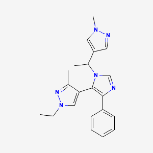 molecular formula C21H24N6 B3920446 1-ethyl-3-methyl-4-{1-[1-(1-methyl-1H-pyrazol-4-yl)ethyl]-4-phenyl-1H-imidazol-5-yl}-1H-pyrazole 