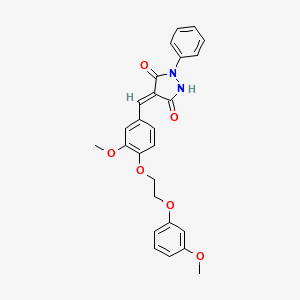 molecular formula C26H24N2O6 B3920453 4-{3-methoxy-4-[2-(3-methoxyphenoxy)ethoxy]benzylidene}-1-phenyl-3,5-pyrazolidinedione 