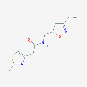 molecular formula C12H17N3O2S B3920469 N-[(3-ethyl-4,5-dihydroisoxazol-5-yl)methyl]-2-(2-methyl-1,3-thiazol-4-yl)acetamide 