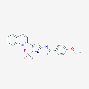 molecular formula C22H16F3N3OS B392047 N-(4-ethoxybenzylidene)-N-[5-(2-quinolinyl)-4-(trifluoromethyl)-1,3-thiazol-2-yl]amine 