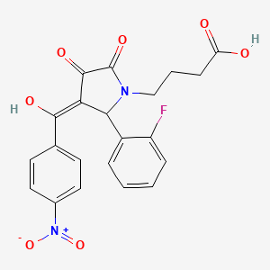 molecular formula C21H17FN2O7 B3920475 4-[2-(2-fluorophenyl)-4-hydroxy-3-(4-nitrobenzoyl)-5-oxo-2,5-dihydro-1H-pyrrol-1-yl]butanoic acid 