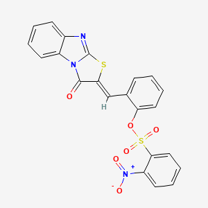 molecular formula C22H13N3O6S2 B3920491 2-[(3-oxo[1,3]thiazolo[3,2-a]benzimidazol-2(3H)-ylidene)methyl]phenyl 2-nitrobenzenesulfonate 