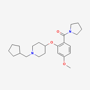 molecular formula C23H34N2O3 B3920496 1-(cyclopentylmethyl)-4-[5-methoxy-2-(1-pyrrolidinylcarbonyl)phenoxy]piperidine 