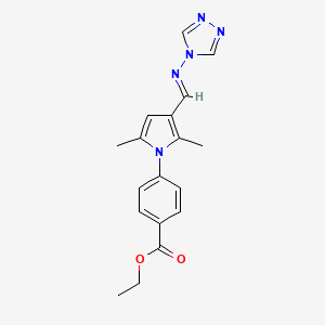 molecular formula C18H19N5O2 B3920501 ethyl 4-{2,5-dimethyl-3-[(4H-1,2,4-triazol-4-ylimino)methyl]-1H-pyrrol-1-yl}benzoate 