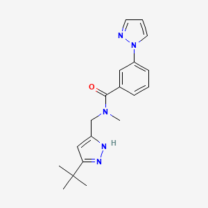 molecular formula C19H23N5O B3920507 N-[(3-tert-butyl-1H-pyrazol-5-yl)methyl]-N-methyl-3-(1H-pyrazol-1-yl)benzamide 