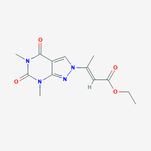 molecular formula C13H16N4O4 B392052 ethyl 3-(5,7-dimethyl-4,6-dioxo-4,5,6,7-tetrahydro-2H-pyrazolo[3,4-d]pyrimidin-2-yl)-2-butenoate 