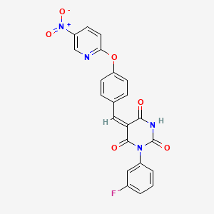 1-(3-fluorophenyl)-5-{4-[(5-nitro-2-pyridinyl)oxy]benzylidene}-2,4,6(1H,3H,5H)-pyrimidinetrione