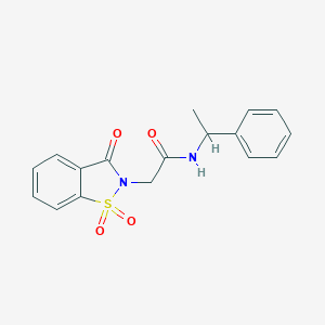 2-(1,1-dioxido-3-oxo-1,2-benzisothiazol-2(3H)-yl)-N-(1-phenylethyl)acetamide