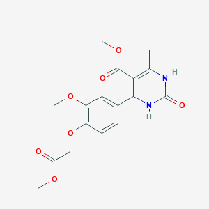 molecular formula C18H22N2O7 B392071 4-(3-Methoxy-4-methoxycarbonylmethoxy-phenyl)-6-methyl-2-oxo-1,2,3,4-tetrahydro-pyrimidine-5-carboxylic acid ethyl ester 