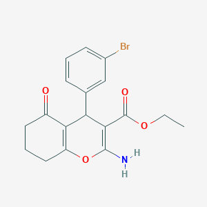 molecular formula C18H18BrNO4 B392081 ethyl 2-amino-4-(3-bromophenyl)-5-oxo-5,6,7,8-tetrahydro-4H-chromene-3-carboxylate CAS No. 81829-60-9