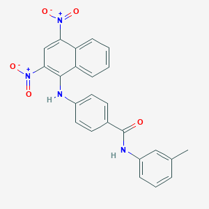 molecular formula C24H18N4O5 B392082 4-({2,4-bisnitro-1-naphthyl}amino)-N-(3-methylphenyl)benzamide 