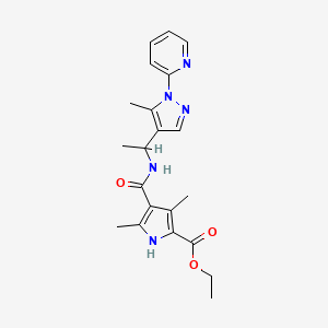 ethyl 3,5-dimethyl-4-[({1-[5-methyl-1-(2-pyridinyl)-1H-pyrazol-4-yl]ethyl}amino)carbonyl]-1H-pyrrole-2-carboxylate