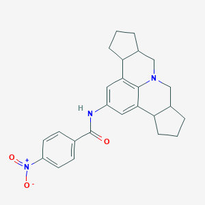 molecular formula C25H27N3O3 B392084 N-(3b,4,5,6,6a,7,9,9a,10,11,12,12a-dodecahydrocyclopenta[c]cyclopenta[4,5]pyrido[3,2,1-ij]quinolin-2-yl)-4-nitrobenzamide 