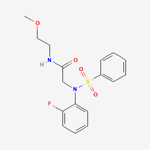 2-[N-(benzenesulfonyl)-2-fluoroanilino]-N-(2-methoxyethyl)acetamide