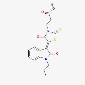 3-[(5Z)-4-oxo-5-(2-oxo-1-propyl-1,2-dihydro-3H-indol-3-ylidene)-2-thioxo-1,3-thiazolidin-3-yl]propanoic acid