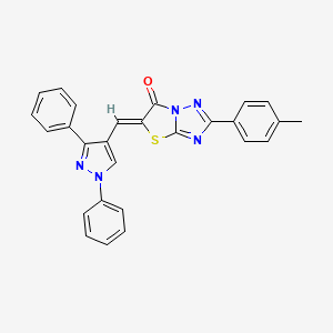 5-[(1,3-diphenyl-1H-pyrazol-4-yl)methylene]-2-(4-methylphenyl)[1,3]thiazolo[3,2-b][1,2,4]triazol-6(5H)-one