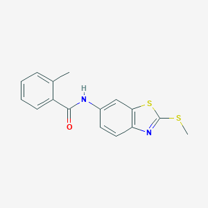 molecular formula C16H14N2OS2 B392101 2-methyl-N-[2-(methylsulfanyl)-1,3-benzothiazol-6-yl]benzamide 