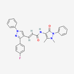 N-(1,5-dimethyl-3-oxo-2-phenyl-2,3-dihydro-1H-pyrazol-4-yl)-3-[3-(4-fluorophenyl)-1-phenyl-1H-pyrazol-4-yl]acrylamide