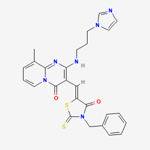 3-[(3-benzyl-4-oxo-2-thioxo-1,3-thiazolidin-5-ylidene)methyl]-2-{[3-(1H-imidazol-1-yl)propyl]amino}-9-methyl-4H-pyrido[1,2-a]pyrimidin-4-one