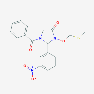molecular formula C18H17N3O5S B392123 1-Benzoyl-3-[(methylthio)methoxy]-2-(3-nitrophenyl)imidazolidin-4-one 