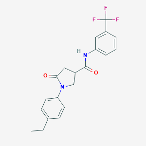 molecular formula C20H19F3N2O2 B392128 1-(4-ethylphenyl)-5-oxo-N-[3-(trifluoromethyl)phenyl]pyrrolidine-3-carboxamide 
