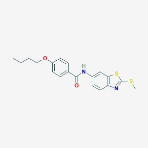 molecular formula C19H20N2O2S2 B392133 4-butoxy-N-[2-(methylsulfanyl)-1,3-benzothiazol-6-yl]benzamide 