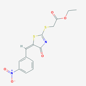 molecular formula C14H12N2O5S2 B392142 Ethyl [(5-{3-nitrobenzylidene}-4-oxo-4,5-dihydro-1,3-thiazol-2-yl)sulfanyl]acetate 