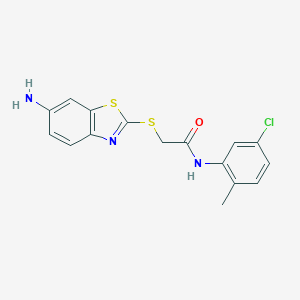 2-[(6-amino-1,3-benzothiazol-2-yl)sulfanyl]-N-(5-chloro-2-methylphenyl)acetamide