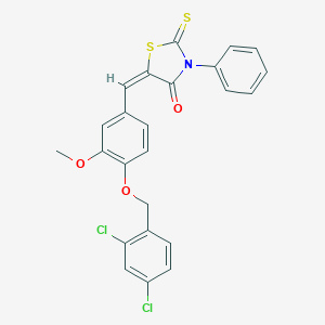 molecular formula C24H17Cl2NO3S2 B392151 (5E)-5-{4-[(2,4-dichlorobenzyl)oxy]-3-methoxybenzylidene}-3-phenyl-2-thioxo-1,3-thiazolidin-4-one 