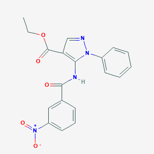 molecular formula C19H16N4O5 B392152 ethyl 5-({3-nitrobenzoyl}amino)-1-phenyl-1H-pyrazole-4-carboxylate 