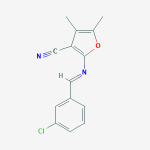 molecular formula C14H11ClN2O B392157 2-[(3-Chlorobenzylidene)amino]-4,5-dimethyl-3-furonitrile 