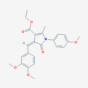 molecular formula C24H25NO6 B392168 ethyl 4-(3,4-dimethoxybenzylidene)-1-(4-methoxyphenyl)-2-methyl-5-oxo-4,5-dihydro-1H-pyrrole-3-carboxylate 