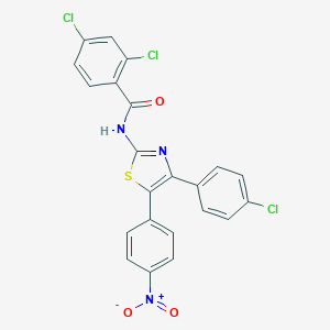 molecular formula C22H12Cl3N3O3S B392170 2,4-dichloro-N-[4-(4-chlorophenyl)-5-(4-nitrophenyl)-1,3-thiazol-2-yl]benzamide 