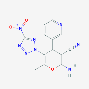 molecular formula C13H10N8O3 B392172 2-amino-5-{5-nitro-2H-tetraazol-2-yl}-6-methyl-4-pyridin-3-yl-4H-pyran-3-carbonitrile 