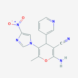 molecular formula C15H12N6O3 B392174 2-amino-5-{4-nitro-1H-imidazol-1-yl}-6-methyl-4-pyridin-3-yl-4H-pyran-3-carbonitrile 