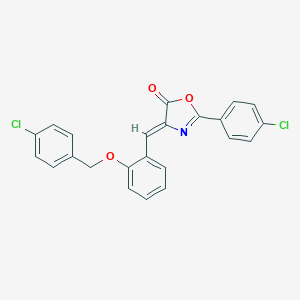 molecular formula C23H15Cl2NO3 B392179 (4Z)-4-{2-[(4-chlorobenzyl)oxy]benzylidene}-2-(4-chlorophenyl)-1,3-oxazol-5(4H)-one CAS No. 292640-17-6