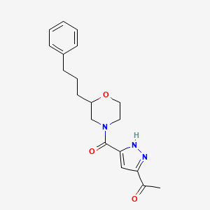 1-[5-[2-(3-phenylpropyl)morpholine-4-carbonyl]-1H-pyrazol-3-yl]ethanone