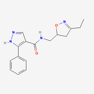 N-[(3-ethyl-4,5-dihydro-1,2-oxazol-5-yl)methyl]-5-phenyl-1H-pyrazole-4-carboxamide